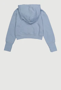 Girls Kangaroo Pocket Hooded Sweatshirt, Blue, Size 14
