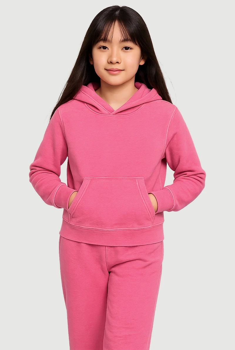 Girls Kangaroo Pocket Hooded Sweatshirt
