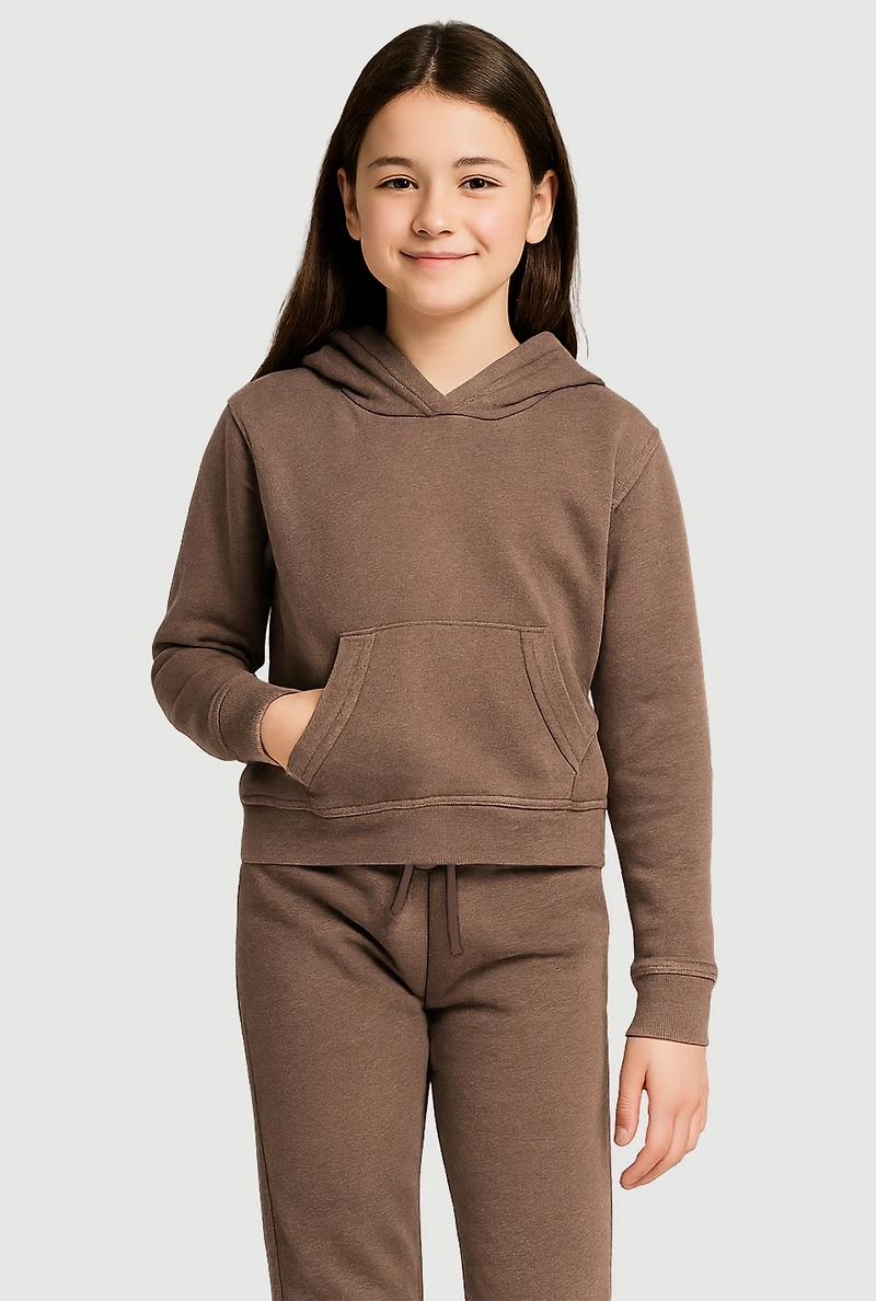 Girls Kangaroo Pocket Hooded Sweatshirt