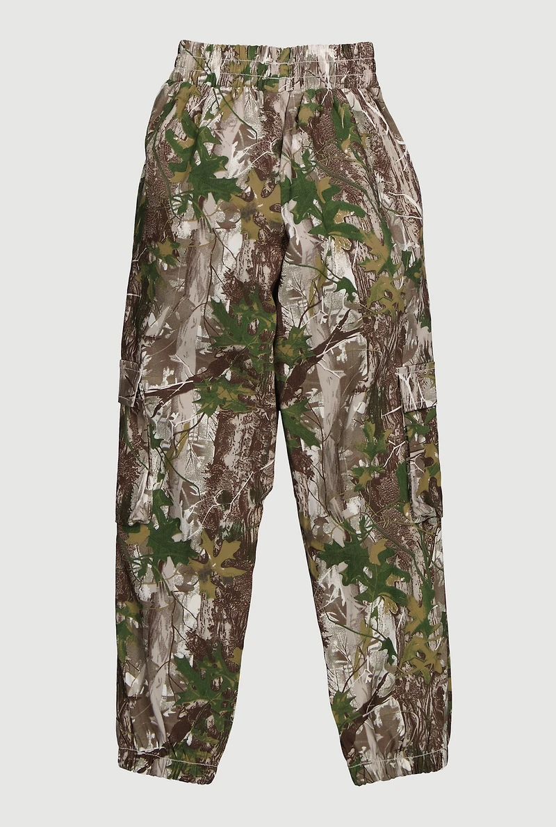 Girls Hunter Camo Cargo Joggers, Brown, Size 14