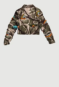 Girls Hyperstretch Hunter Camo Print Zip Front Jacket, Green, Size 7-8