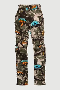 Girls Camo Hyper Stretch Stacked Skinny Leg Pants, Green, Size 14