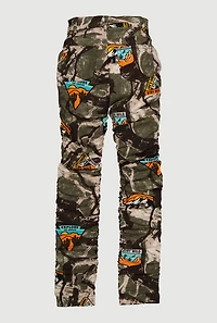 Girls Camo Hyper Stretch Stacked Skinny Leg Pants, Green, Size 14