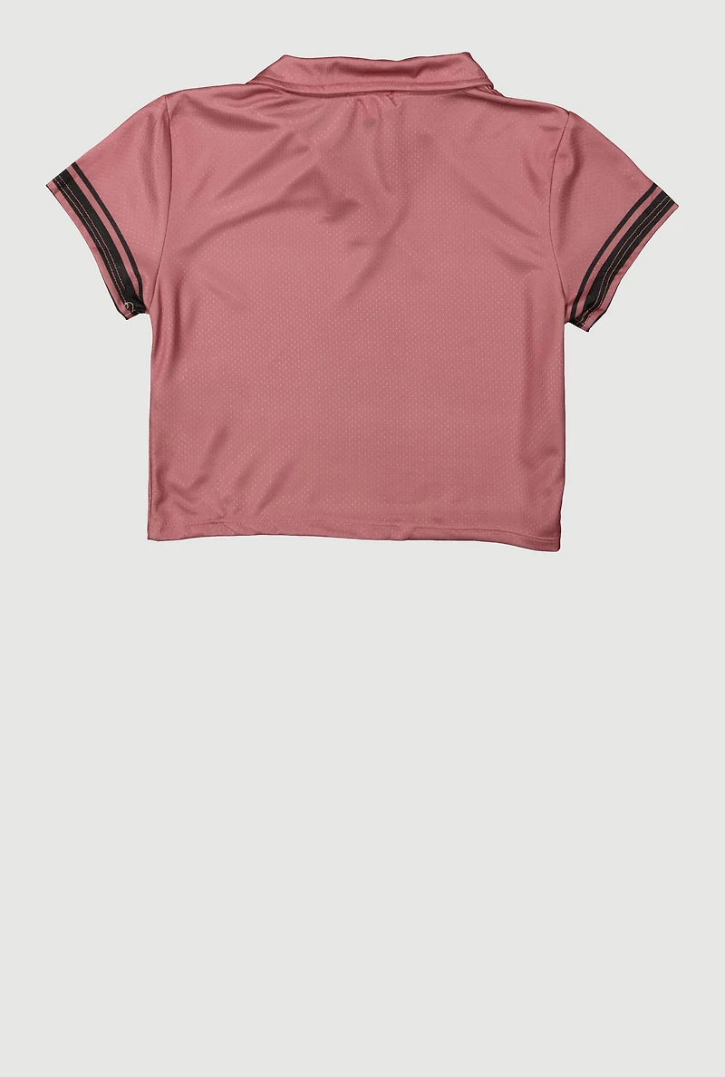 Girls Short Sleeve Varsity Stripe Polo Tee,