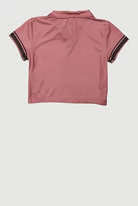 Girls Short Sleeve Varsity Stripe Polo Tee,