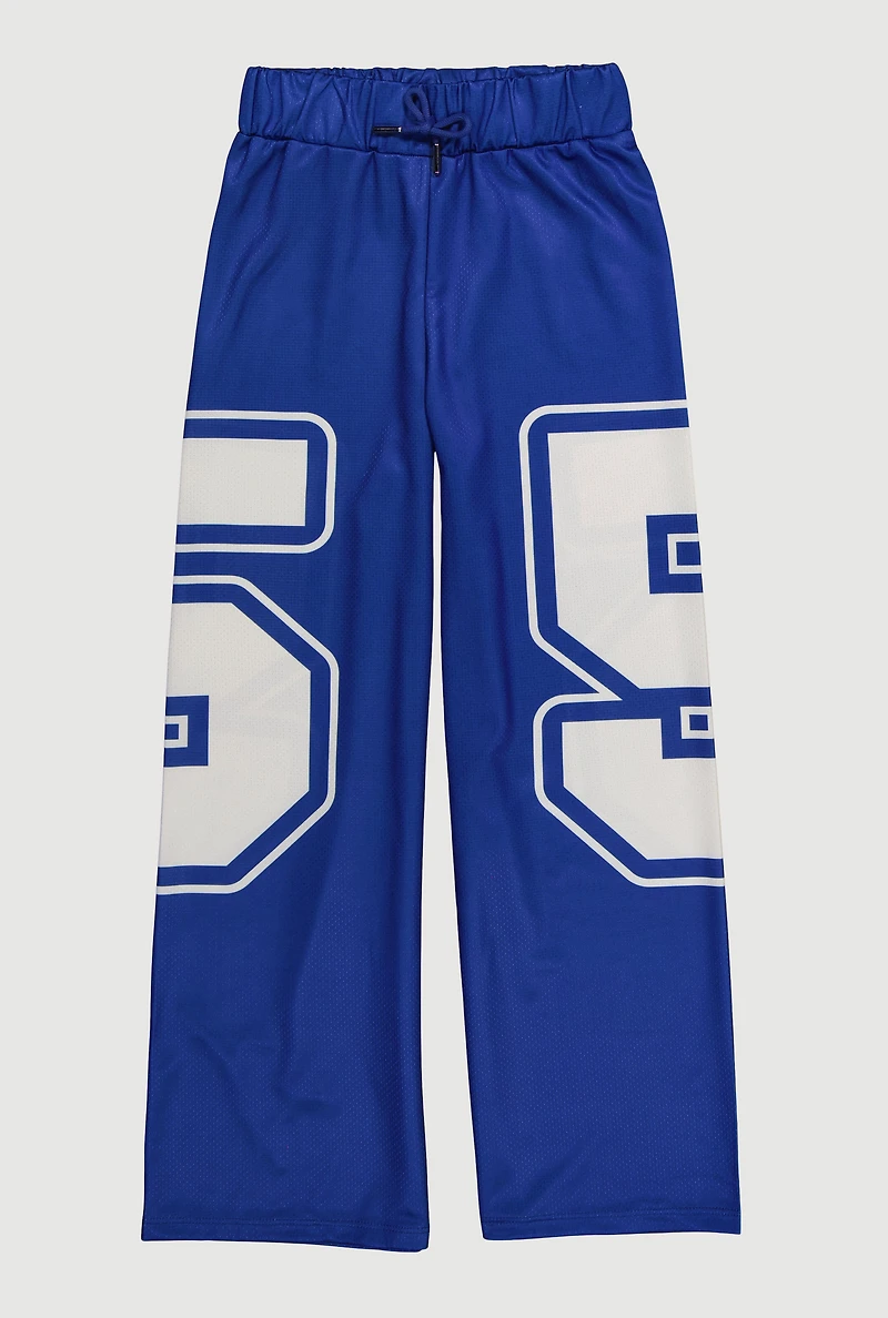 Girls Drawstring Waist Graphic Print Track Pants, 16