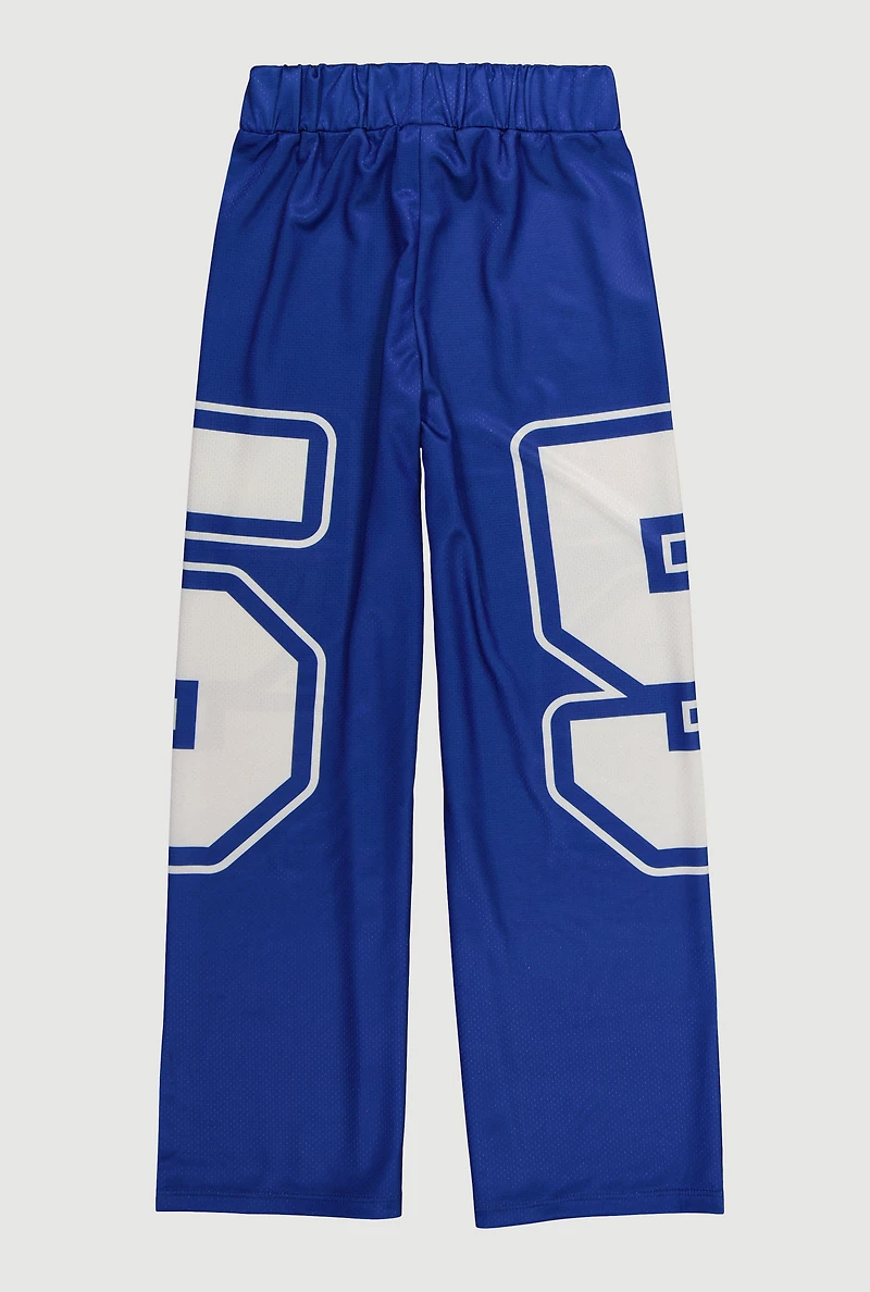 Girls Drawstring Waist Graphic Print Track Pants, 16