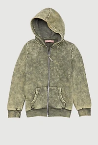 Girls French Terry Acid Wash Hooded Sweatshirt,