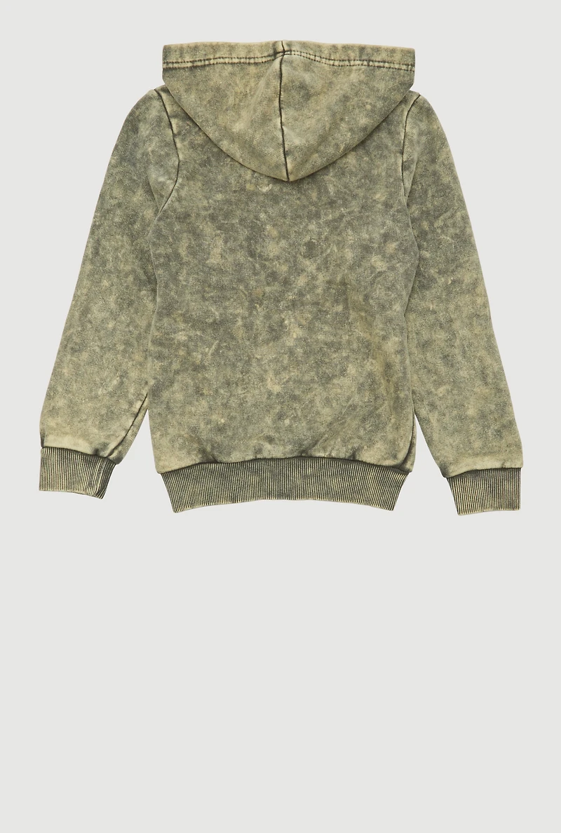 Girls French Terry Acid Wash Hooded Sweatshirt,
