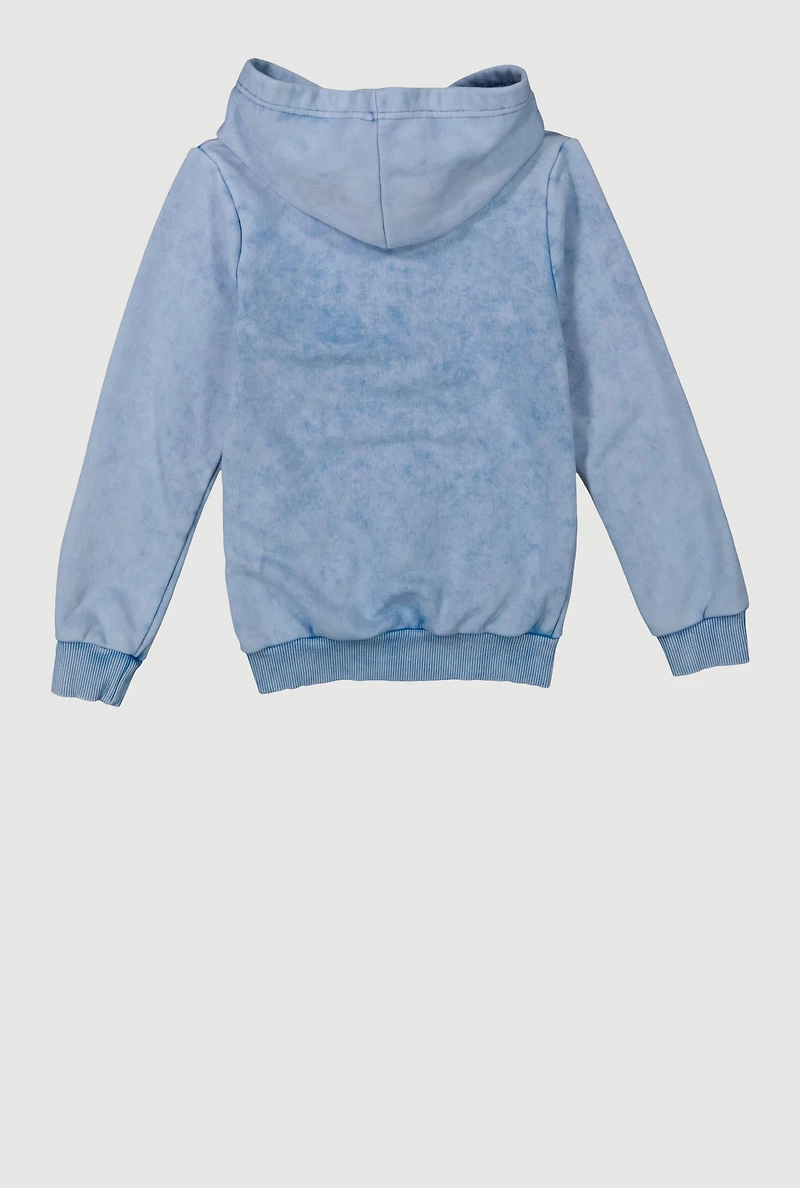 Girls French Terry Acid Wash Hooded Sweatshirt, L