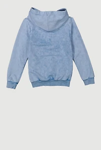 Girls French Terry Acid Wash Hooded Sweatshirt, L