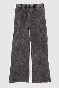 Girls French Terry Acid Wash Wide Leg Sweatpants, Grey, Size L