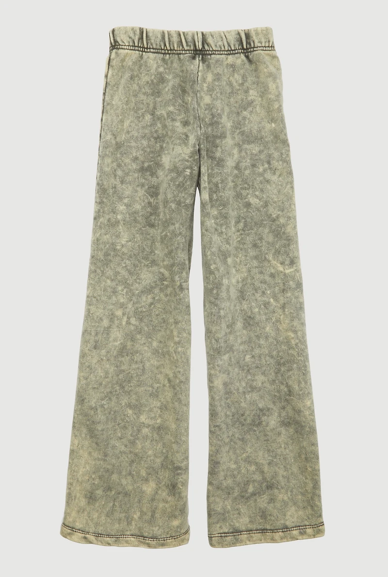 Girls French Terry Acid Wash Wide Leg Sweatpants,
