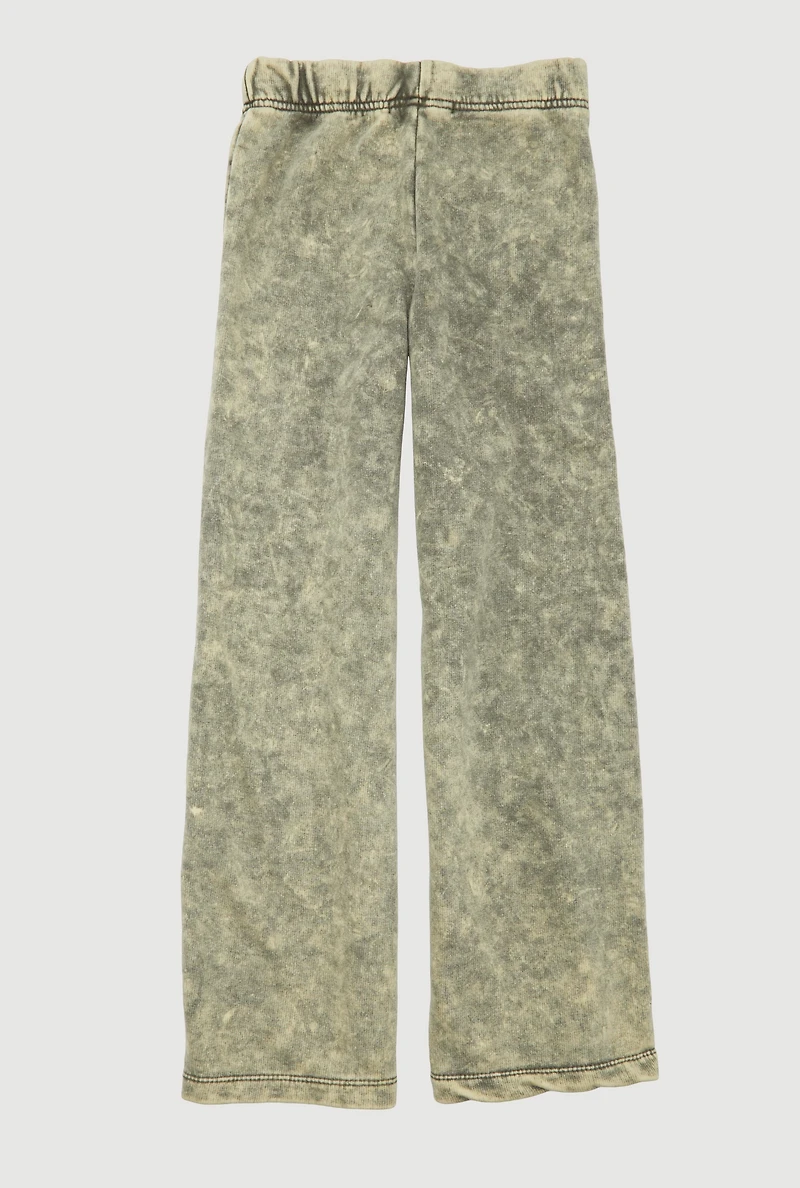 Girls French Terry Acid Wash Wide Leg Sweatpants