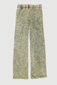 Girls French Terry Acid Wash Wide Leg Sweatpants