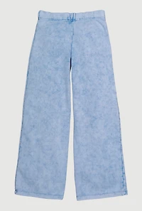 Girls French Terry Acid Wash Wide Leg Sweatpants, L