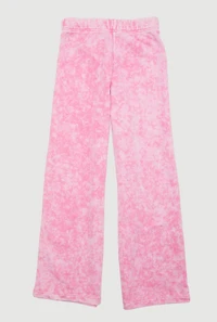 Girls French Terry Acid Wash Wide Leg Sweatpants, Pink, Size M