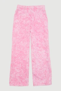 Girls French Terry Acid Wash Wide Leg Sweatpants, Pink, Size M