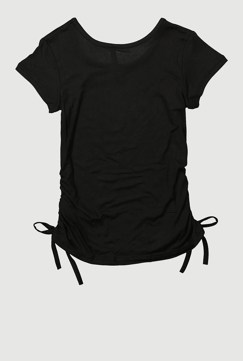 Little Girls Rhinestone Butterfly Graphic Tee, Black, Size 4