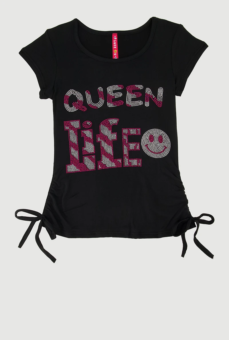 Little Girls Queen Life Graphic T-Shirt, Black, Size 6X