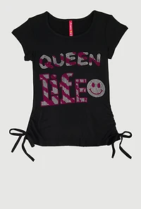Little Girls Queen Life Graphic T-Shirt, Black, Size 6X