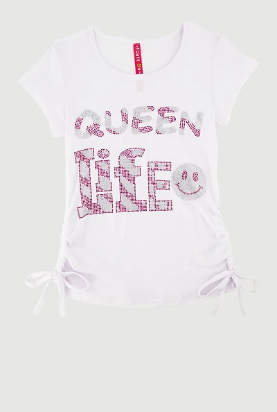 Little Girls Queen Life Graphic T-Shirt, White,