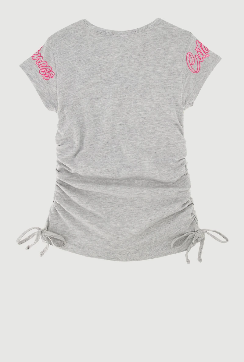 Little Girls Cuteness Runs In My Family Sequin T-Shirt, Grey, Size 4