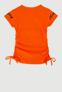 Little Girls Sequin Girls Can Do Amazing Things Graphic Tee, Orange, Size 4