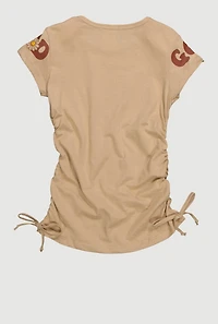 Little Girls God Has A Plan Crew Neck Graphic Print T-Shirt, Beige, Size 4