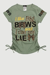 Little Girls I Like Big Bows Crew Neck Graphic T-Shirt