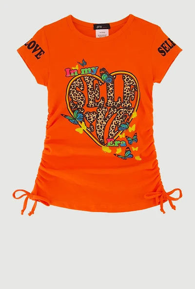 Little Girls In My Self Era Graphic Print T-Shirt, Orange, Size 4