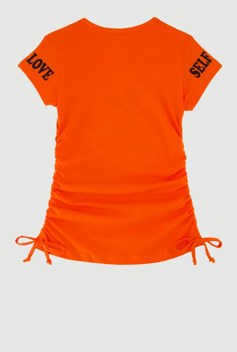 Little Girls In My Self Era Graphic Print T-Shirt, Orange, Size 4