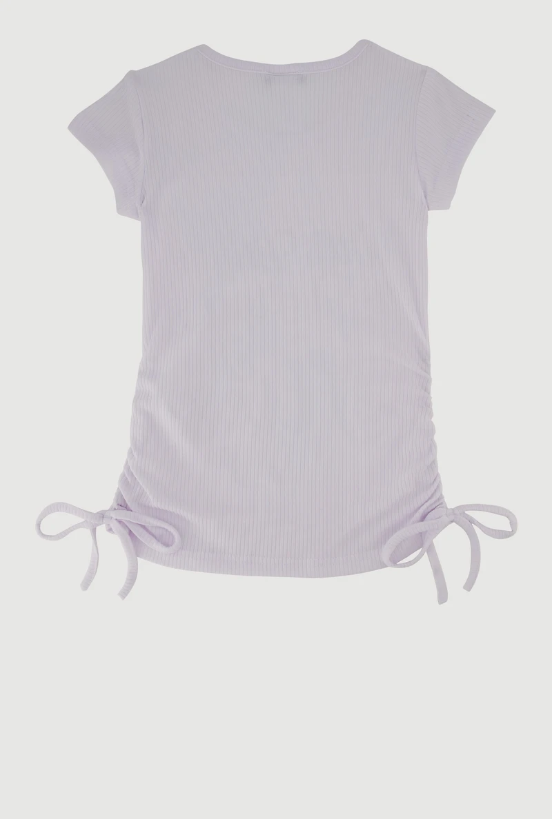 Little Girls With Brave Wings She Flies Ribbed Knit Graphic Tee, White, Size 4
