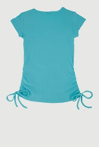 Little Girls Not Your Average Queen Graphic Ribbed Knit Tee, Blue, Size 4