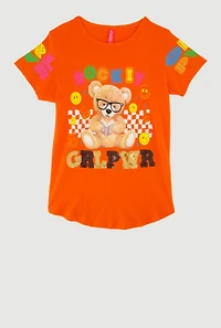 Little Girls Rock It GRL PWR Sequin Graphic Tee, Orange, Size 4