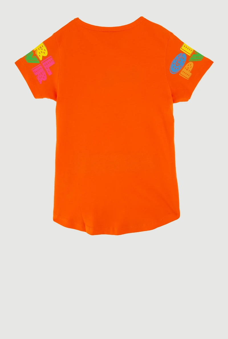 Little Girls Rock It GRL PWR Sequin Graphic Tee, Orange, Size 4