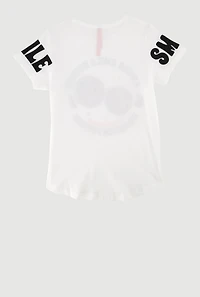 Little Girls Sequin Smile Graphic T-Shirt, White, Size 6X