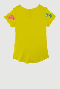 Little Girls Sequin Game Day Graphic Tee, Yellow, Size 4