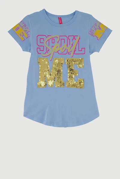 Little Girls Spoil Me Graphic Tee, Blue, Size 5-6