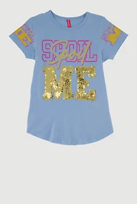 Little Girls Spoil Me Graphic Tee, Blue, Size 5-6