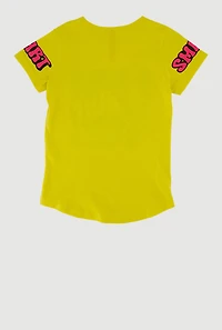 Little Girls Bold Kind Smart Sequin Graphic Tee, Yellow, Size 4