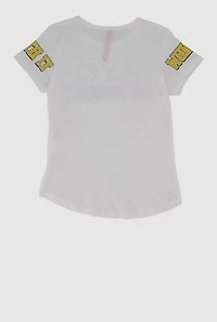 Little Girls Spoil Me Sequin Graphic Tee, White, Size 4
