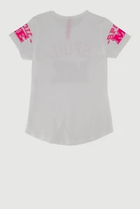 Little Girls Spoil Me Sequin Graphic T-Shirt, White, Size 4