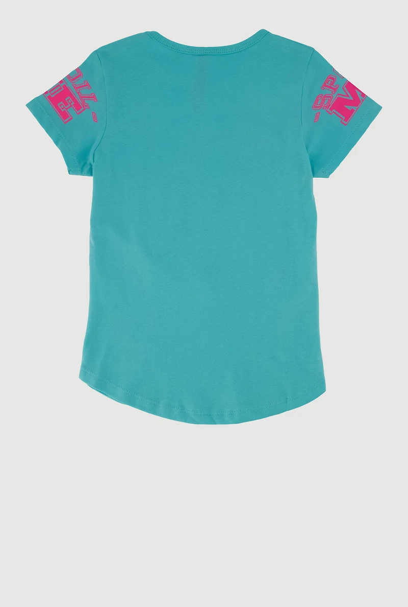 Little Girls Spoil Me Sequin Graphic T-Shirt, Blue, Size 4