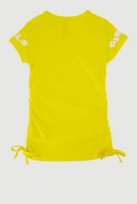 Little Girls Girls Make Things Better Ruched Side Graphic Tee, Yellow, Size 5-6