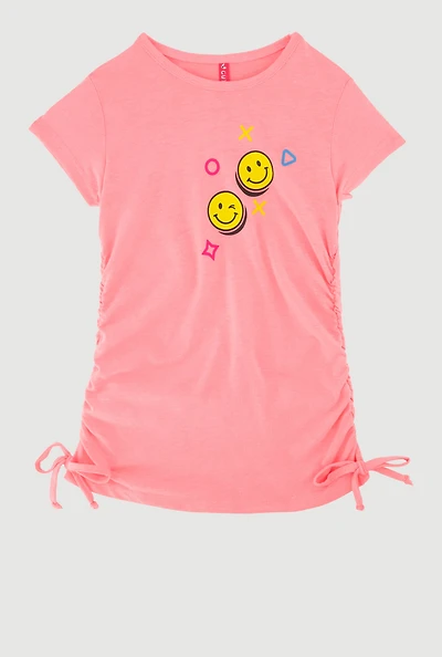 Little Girls Smile Everyday Graphic Print Tee, Pink, Size 5-6