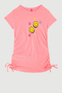 Little Girls Smile Everyday Graphic Print Tee, Pink, Size 5-6