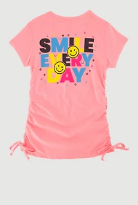 Little Girls Smile Everyday Graphic Print Tee, Pink, Size 5-6