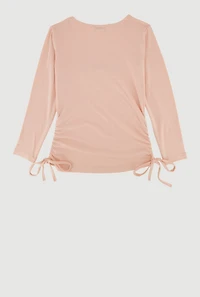 Little Girls Long Sleeve Bow Patch Graphic Tee,