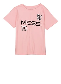 Little Girls Messi 10 Graphic Tee, Pink, Size 4